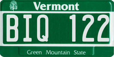 VT license plate BIQ122