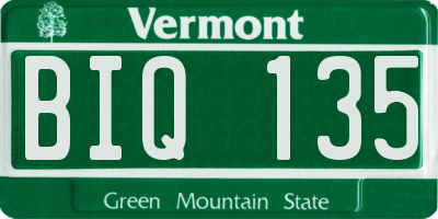VT license plate BIQ135