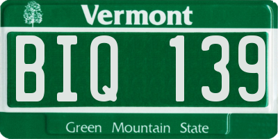 VT license plate BIQ139