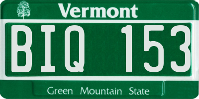 VT license plate BIQ153
