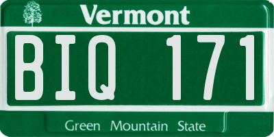 VT license plate BIQ171