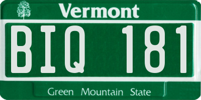 VT license plate BIQ181