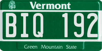 VT license plate BIQ192