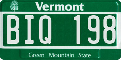 VT license plate BIQ198