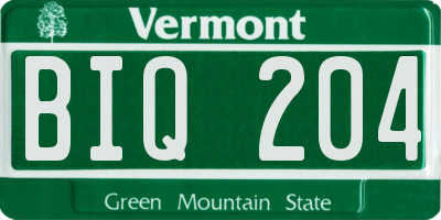 VT license plate BIQ204