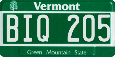 VT license plate BIQ205