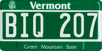 VT license plate BIQ207