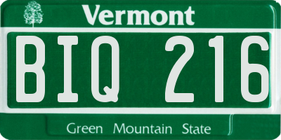VT license plate BIQ216