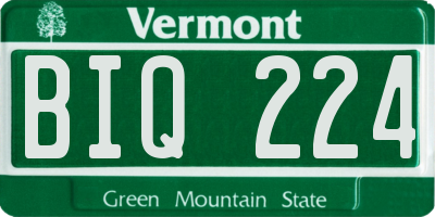 VT license plate BIQ224