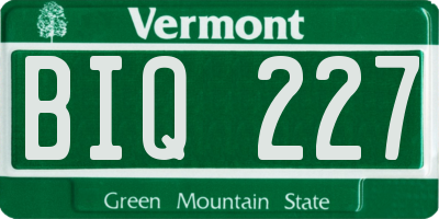 VT license plate BIQ227