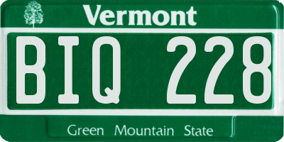 VT license plate BIQ228