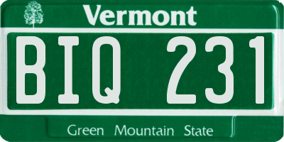 VT license plate BIQ231