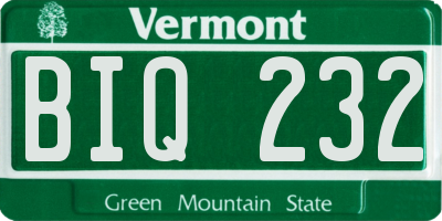 VT license plate BIQ232