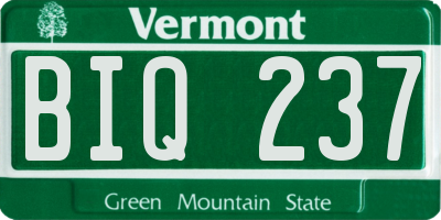 VT license plate BIQ237
