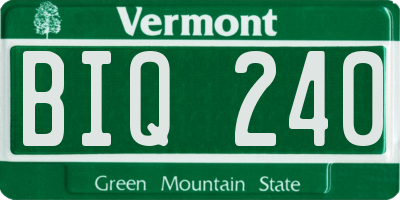 VT license plate BIQ240