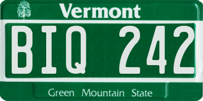VT license plate BIQ242