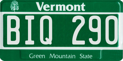 VT license plate BIQ290