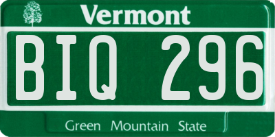 VT license plate BIQ296