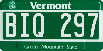 VT license plate BIQ297
