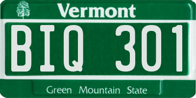 VT license plate BIQ301