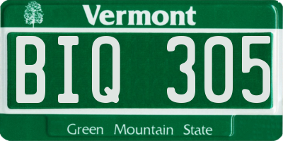VT license plate BIQ305