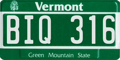 VT license plate BIQ316