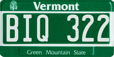 VT license plate BIQ322