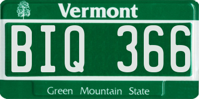 VT license plate BIQ366