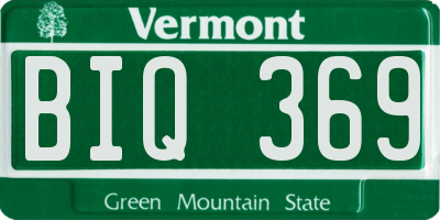 VT license plate BIQ369