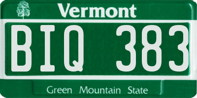 VT license plate BIQ383