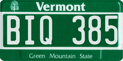 VT license plate BIQ385