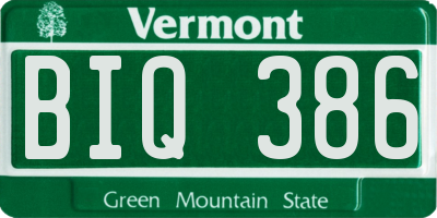 VT license plate BIQ386