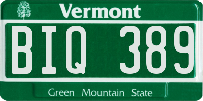 VT license plate BIQ389