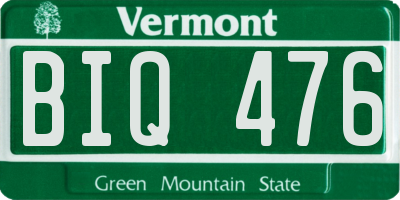 VT license plate BIQ476