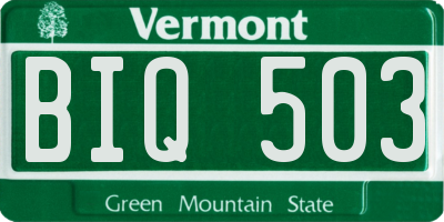 VT license plate BIQ503