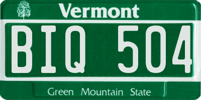 VT license plate BIQ504
