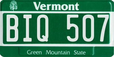 VT license plate BIQ507