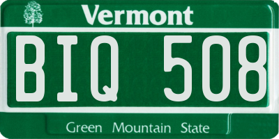 VT license plate BIQ508