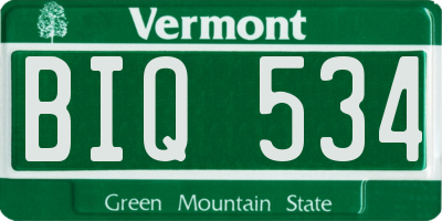 VT license plate BIQ534