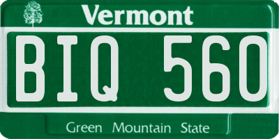 VT license plate BIQ560