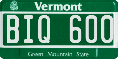 VT license plate BIQ600