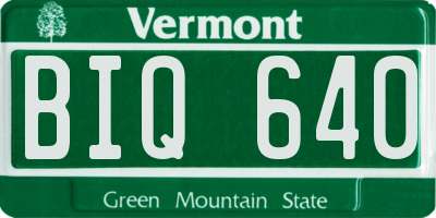VT license plate BIQ640