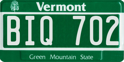 VT license plate BIQ702