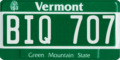 VT license plate BIQ707