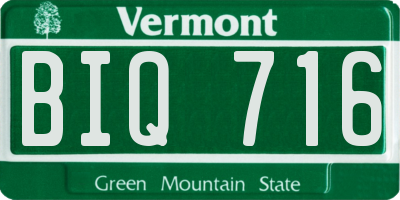 VT license plate BIQ716