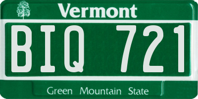 VT license plate BIQ721