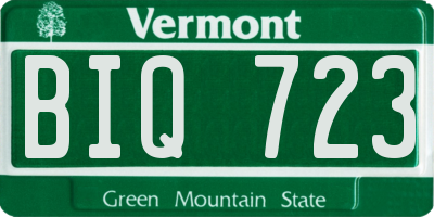 VT license plate BIQ723