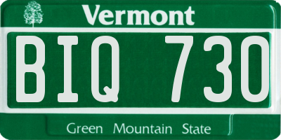 VT license plate BIQ730