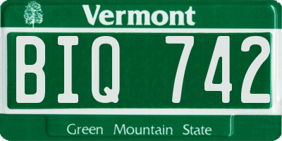 VT license plate BIQ742