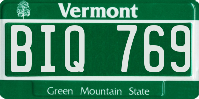 VT license plate BIQ769